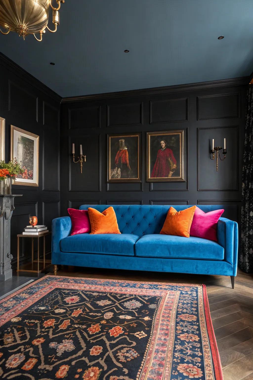 A blend of modern and traditional pieces creates a timeless living room design.