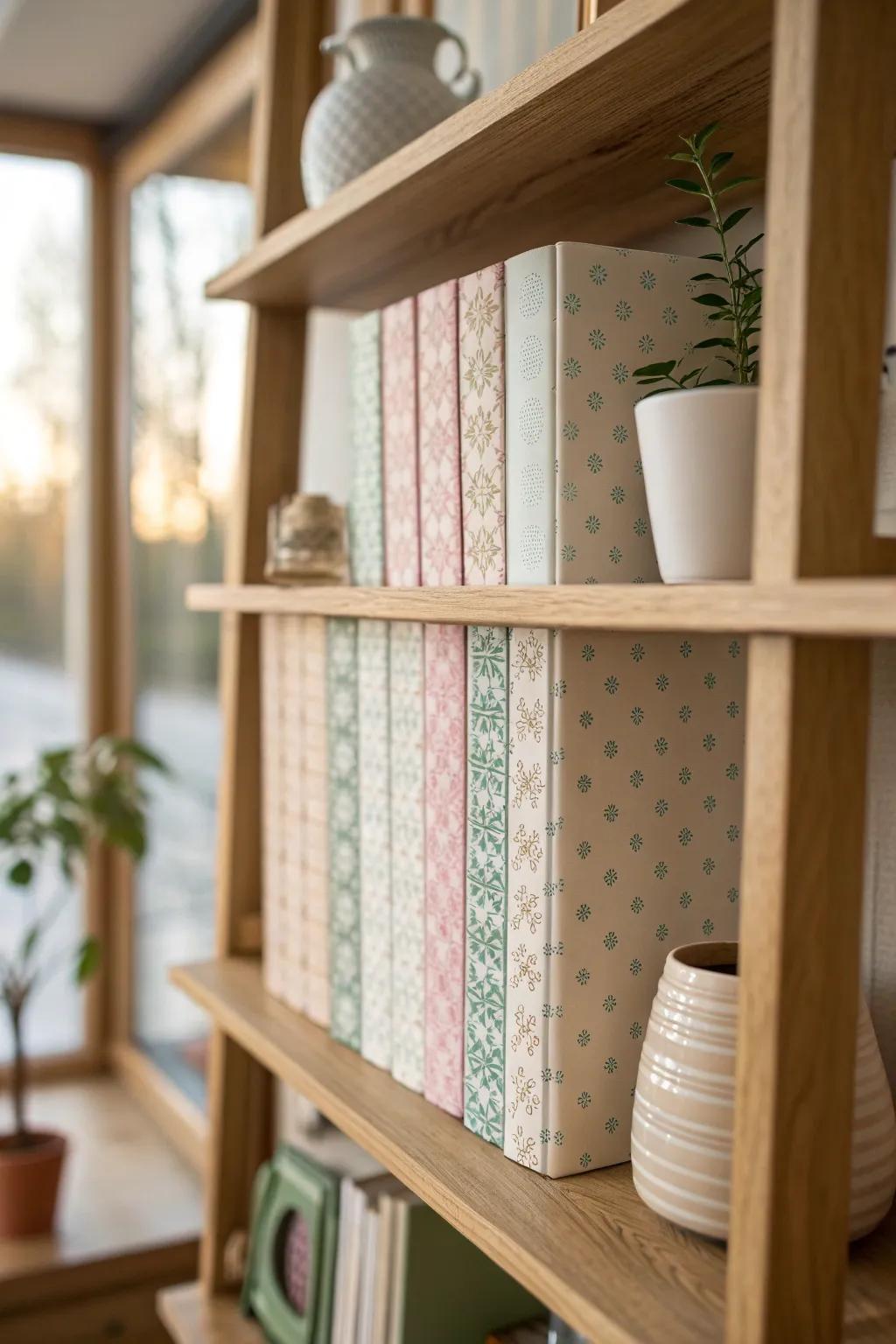 Patterned paper panels add vibrancy and playfulness to your shelves. 😊 #PatternPlay #DIYDecor