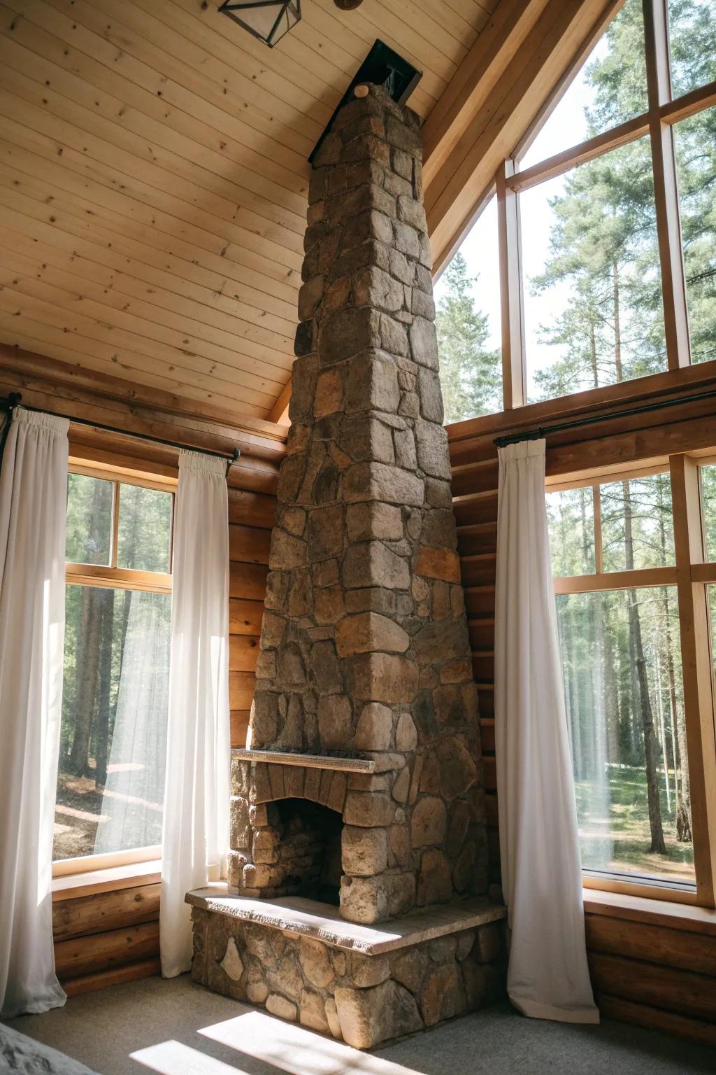 Ground your cabin in its surroundings with natural stone. 🏡🪨 #StoneAndWood #CabinCharm #RusticElegance