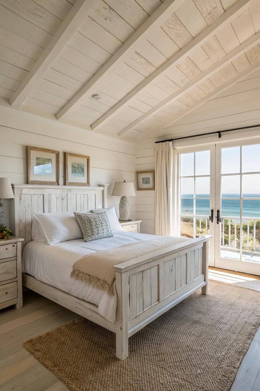 Whitewashed wood exudes simplicity and charm, perfect for a coastal cottage. 🏡 #WhitewashedWood #CoastalCottage