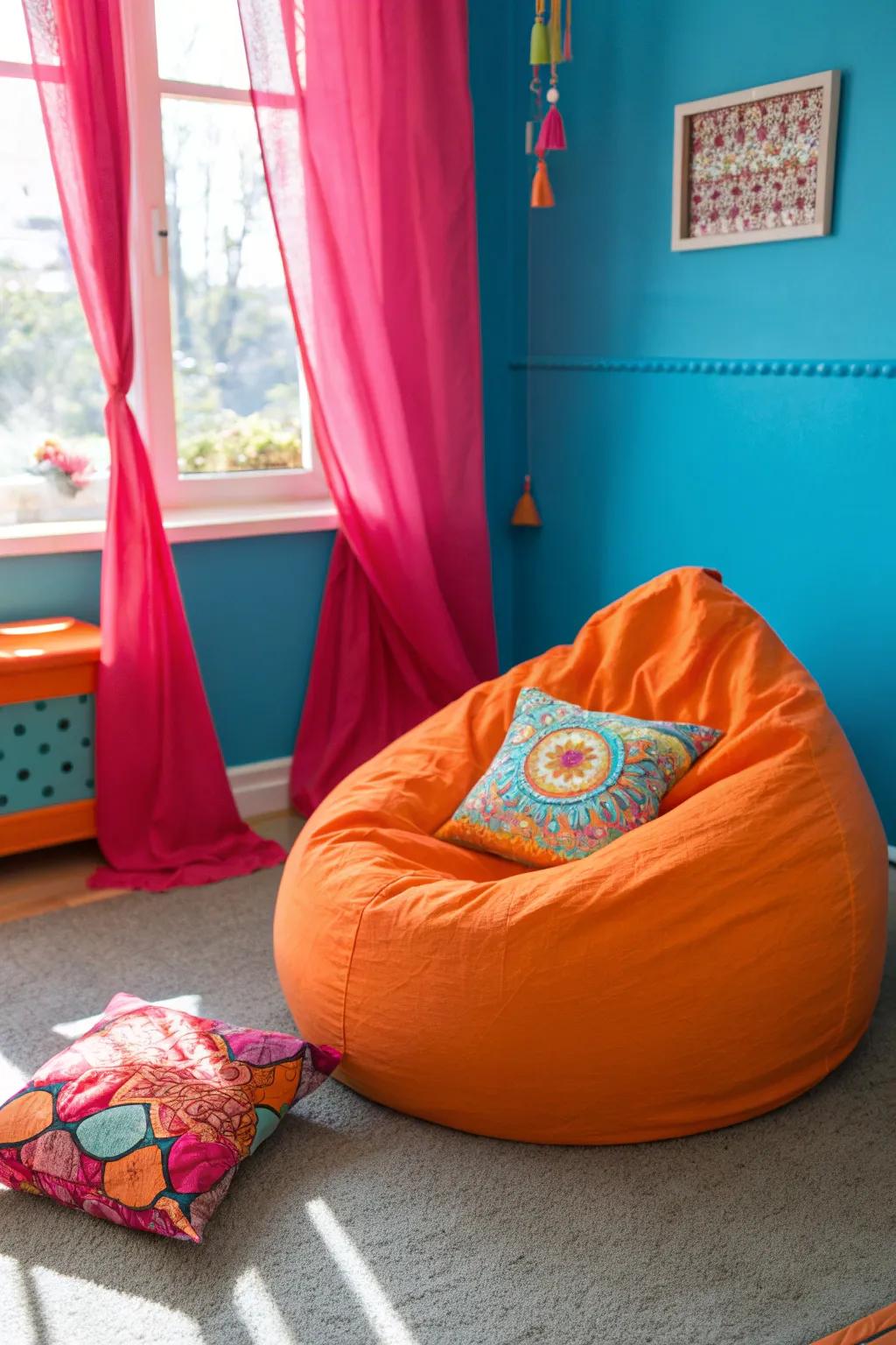 Add a touch of fun with bean bags that offer casual comfort and style. #FamilyRoomFun #CasualSeating