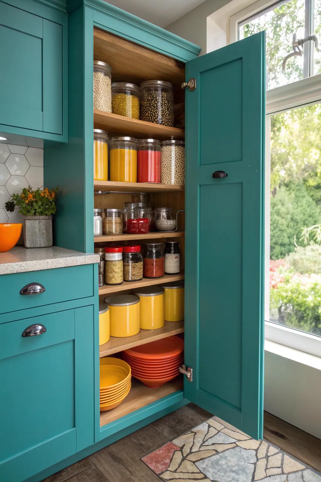 Turn corners into accessible spaces with a lazy Susan for easy cupboard access. #KitchenHacks #SpaceSaving