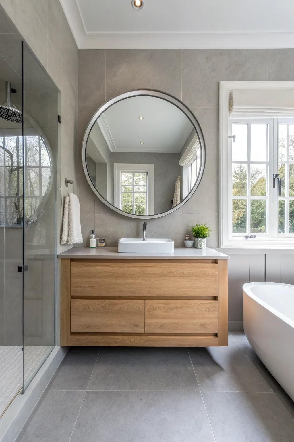 Reflective fixtures elevate the brightness and space, amplifying your bathroom's elegance. #HomeDesign