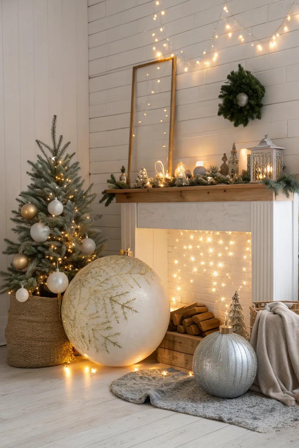 Make a statement with oversized ornaments and sparkling lights. #BoldDecor #FestiveFlair 🎉