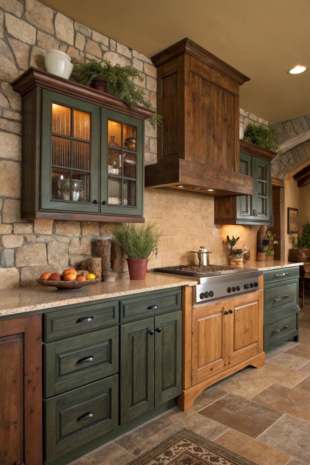 Nature-inspired elements bring calm and warmth to your kitchen.
