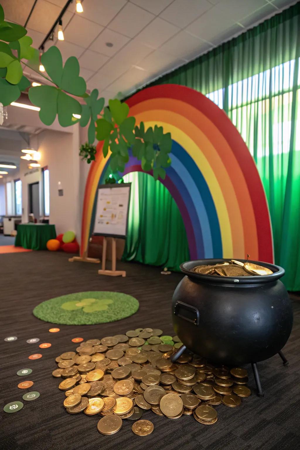 Capture memories with a themed photo corner that adds a touch of magic to your office celebration.