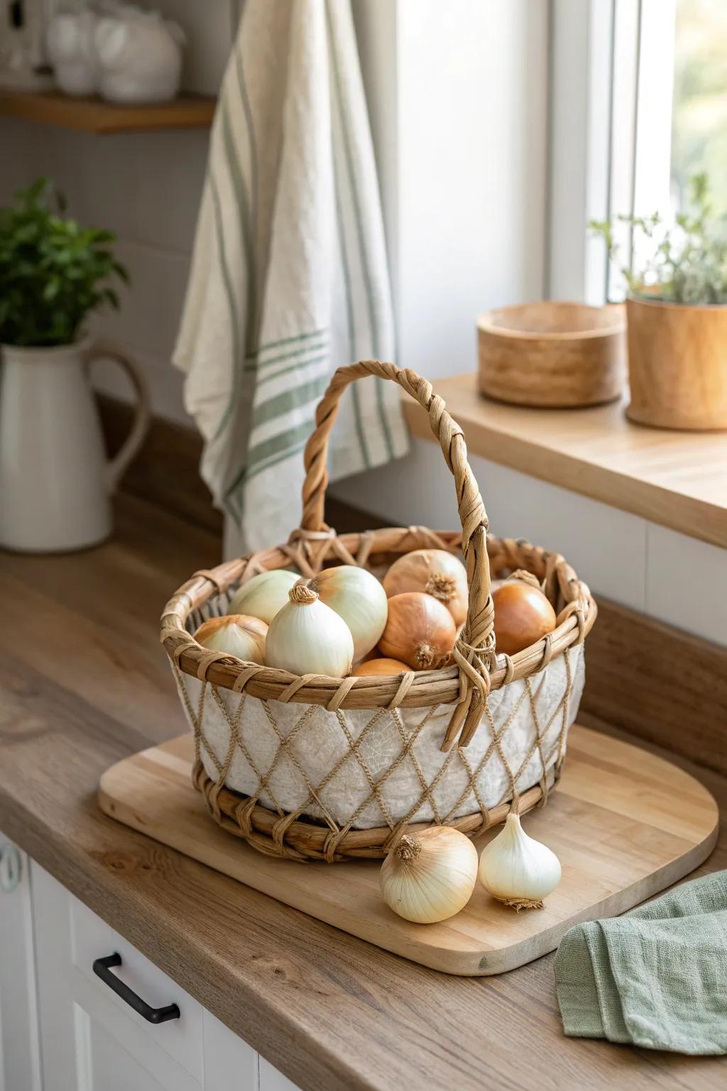Simplify your kitchen experience with open-front baskets for easy access to your essentials.