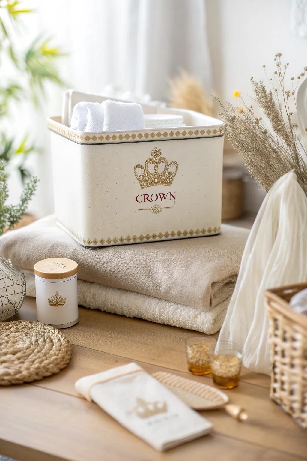 Add a touch of royalty to your organization with crown stickers on your storage boxes. 👑 #RoyalTouch #HomeOrganization