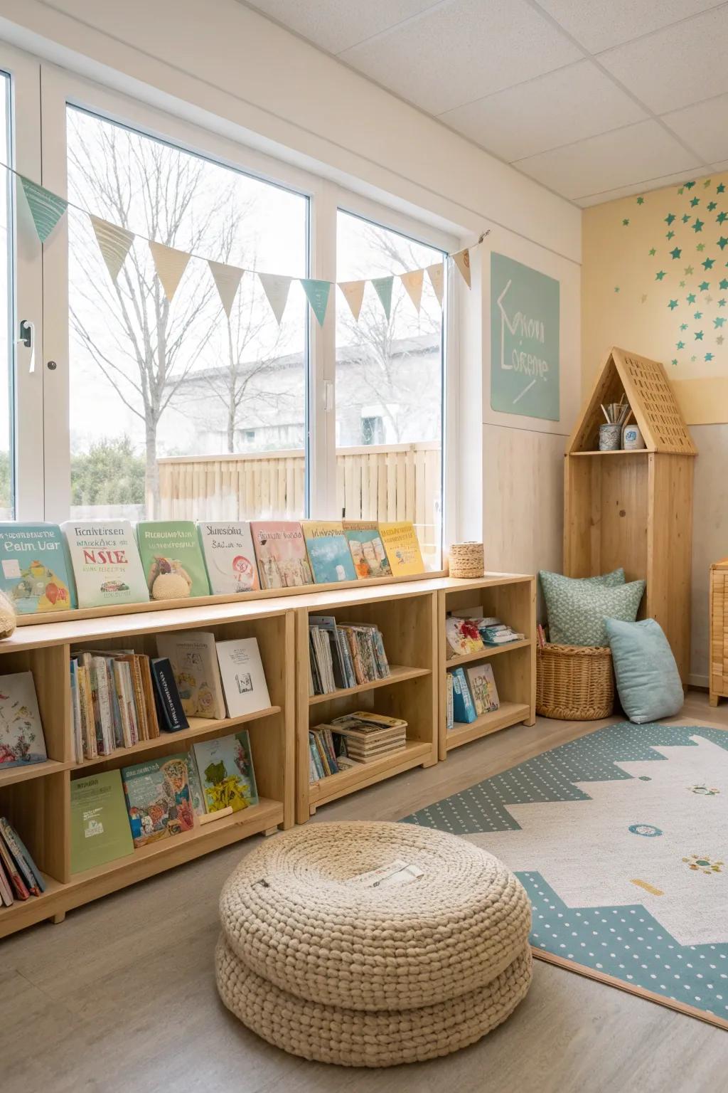 Encourage independence with child-friendly shelves. 📖