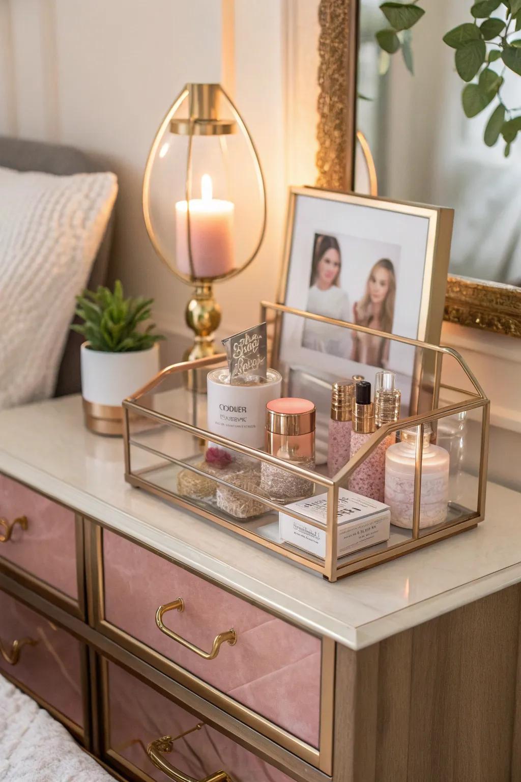 Create a serene skincare space in your bedroom. 🌿✨ #VanityLove #SkincareSanctuary