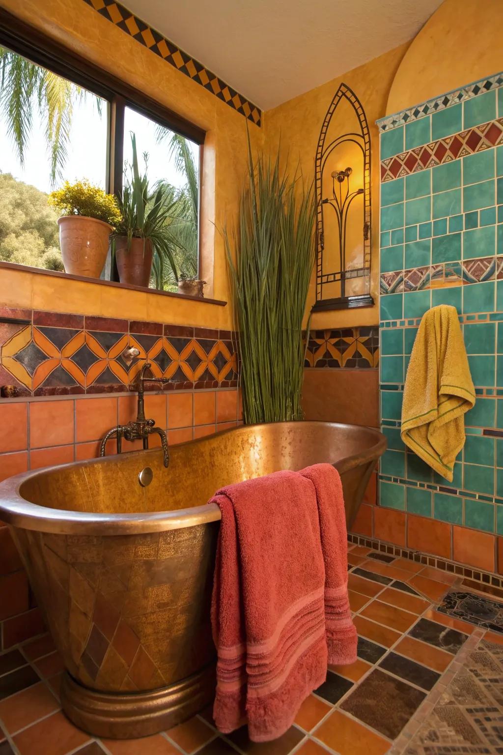A copper bathtub adds a luxurious and artistic focal point to your bathroom design.