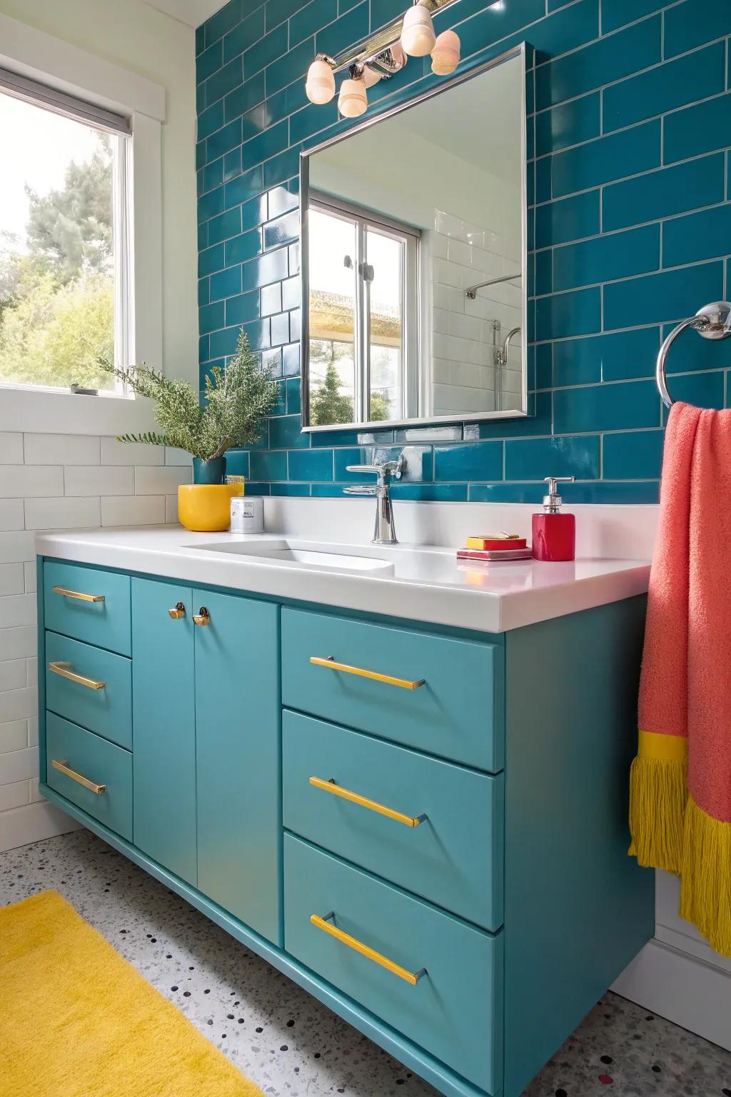 Maximize space and style with a sleek floating vanity in your teen's bathroom! 🛁 #FloatingVanity #ModernBathroom
