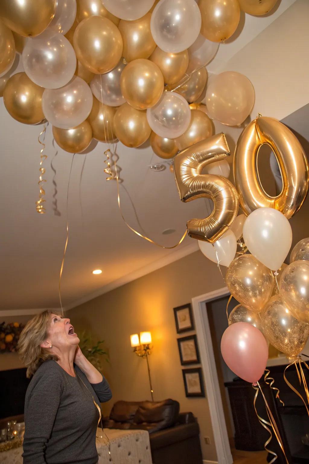 Surprise your guests with a balloon drop that fills the room with joy and excitement.