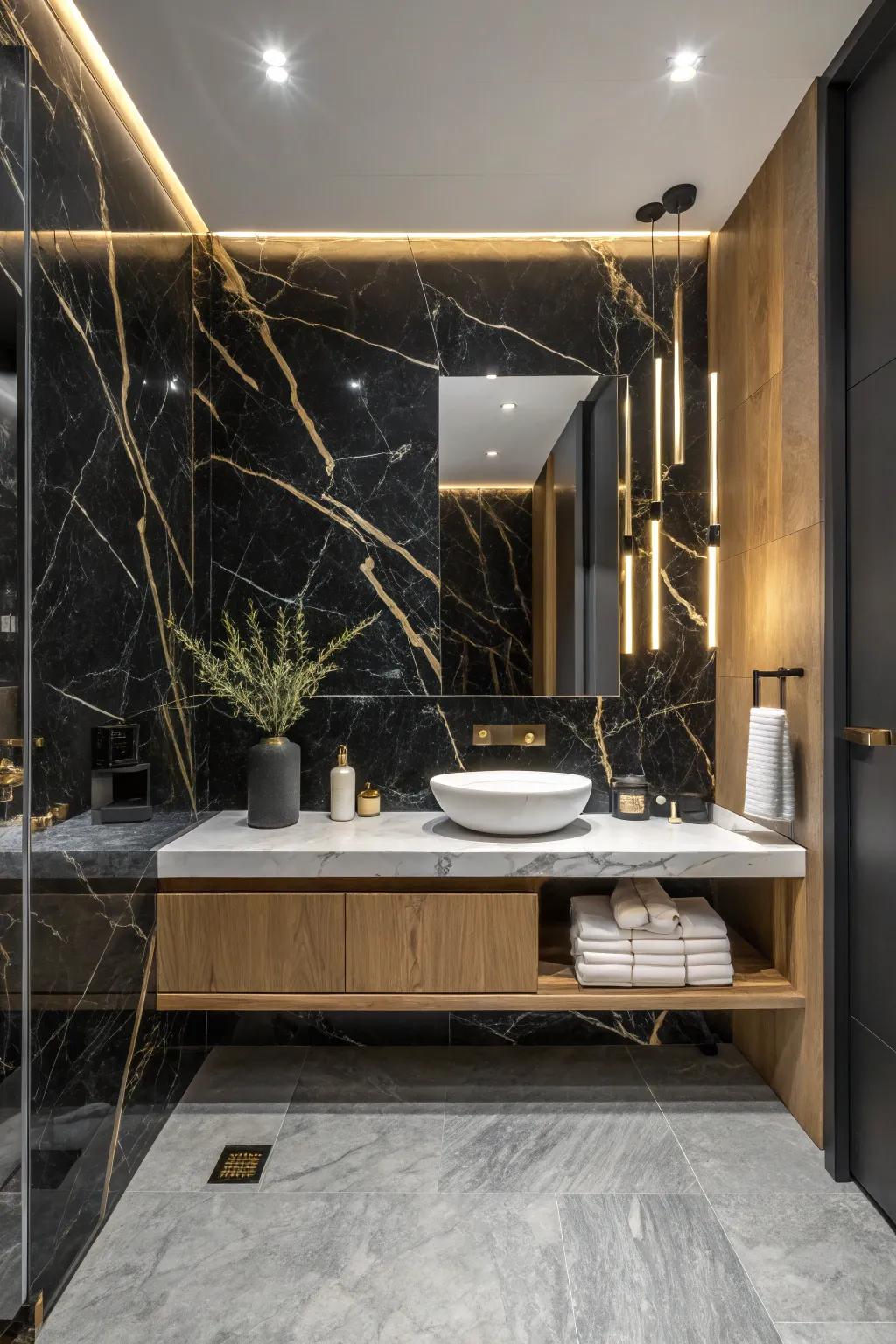 Make a bold impact with thick marble slabs that exude luxury.
