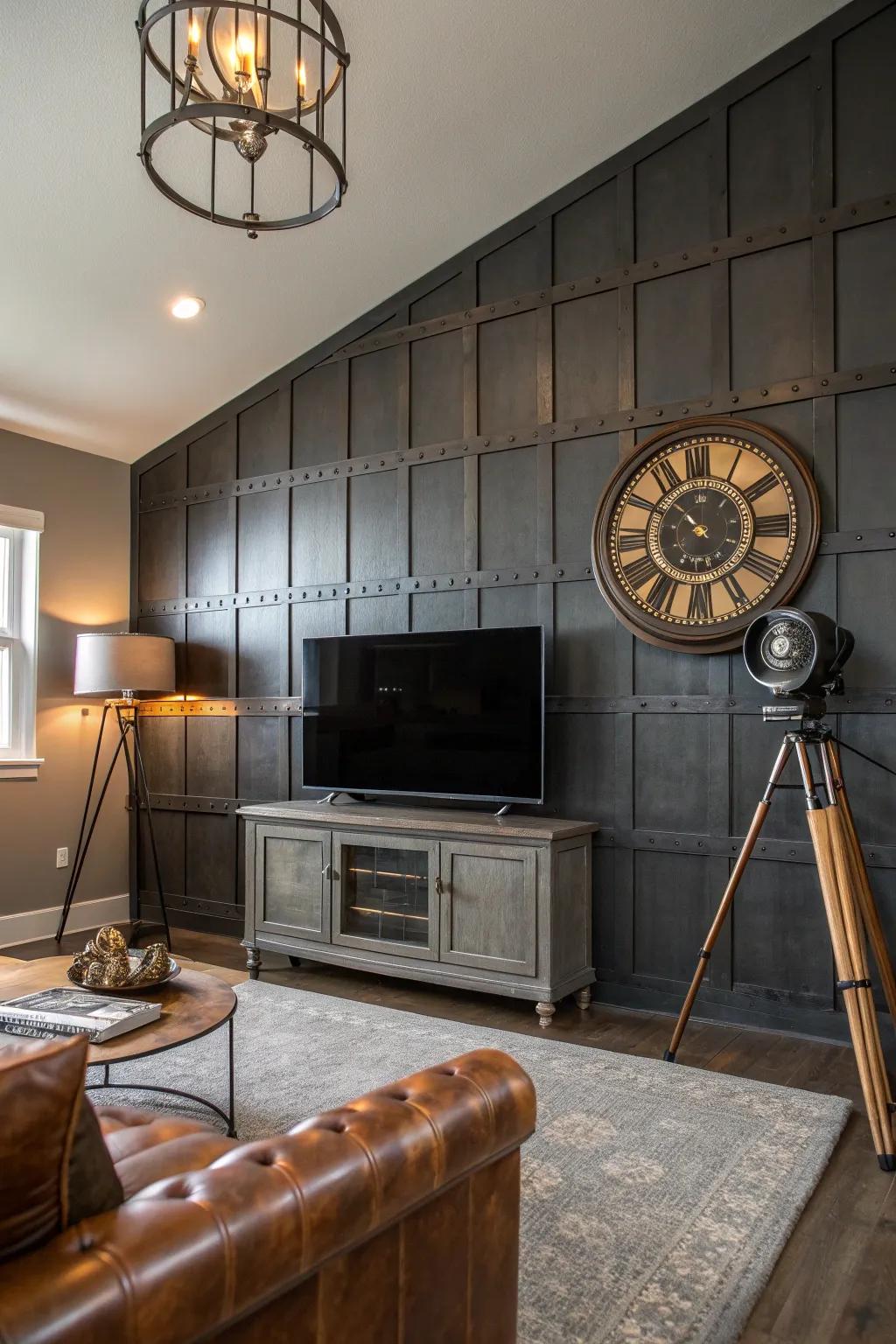 Go urban with a metallic board and batten wall, adding an industrial edge to your decor.