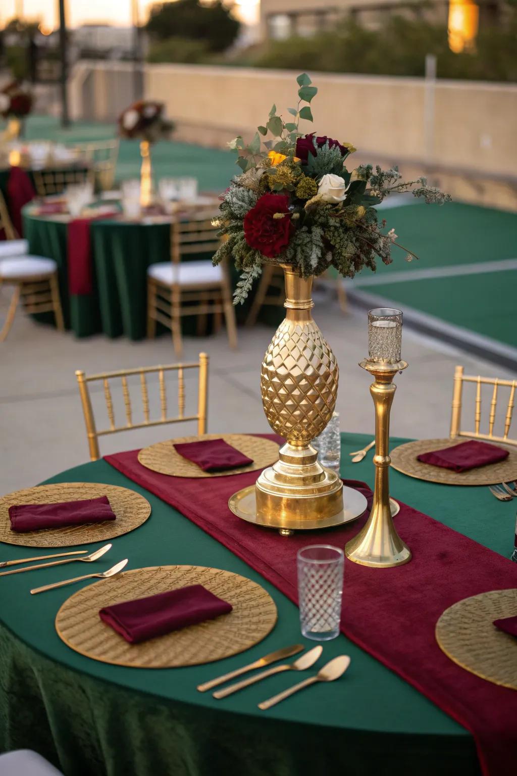 Add a hint of opulence with gold accents that elevate your wedding's elegance. #GoldGlamour #WeddingSophistication