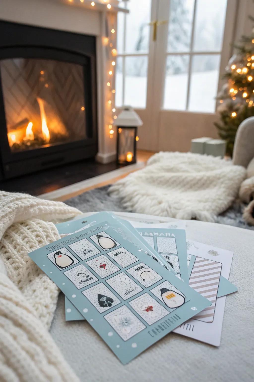 Delight kids and adults with winter animal-themed bingo cards, full of charm.