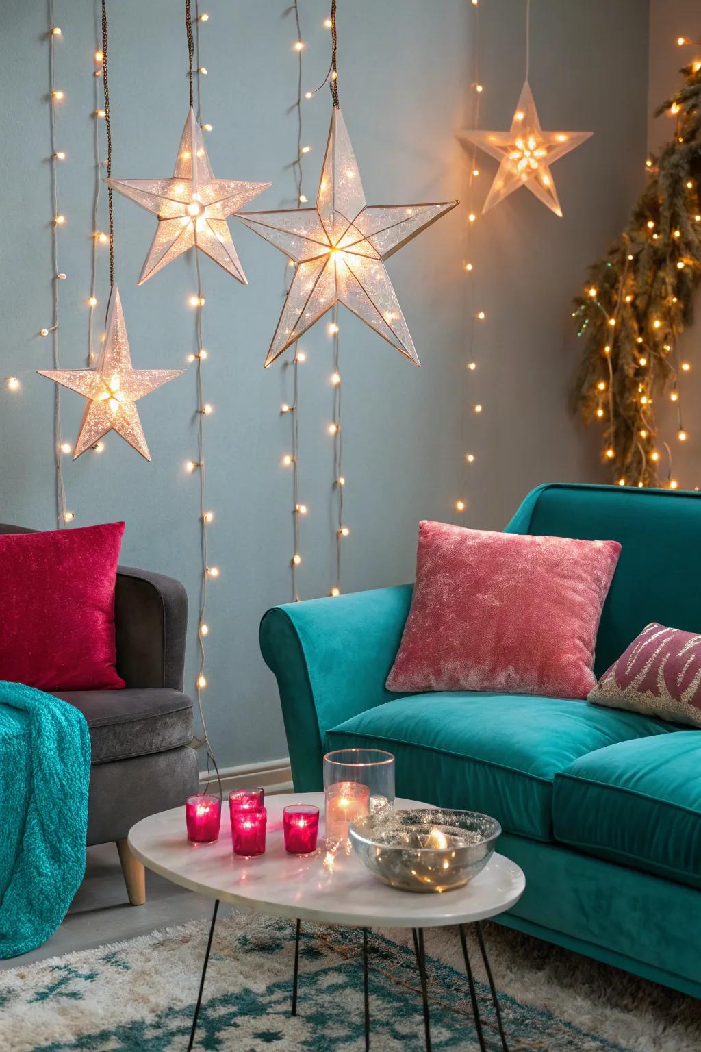 Bring celestial magic to your living room with star-shaped lights that shine bright.