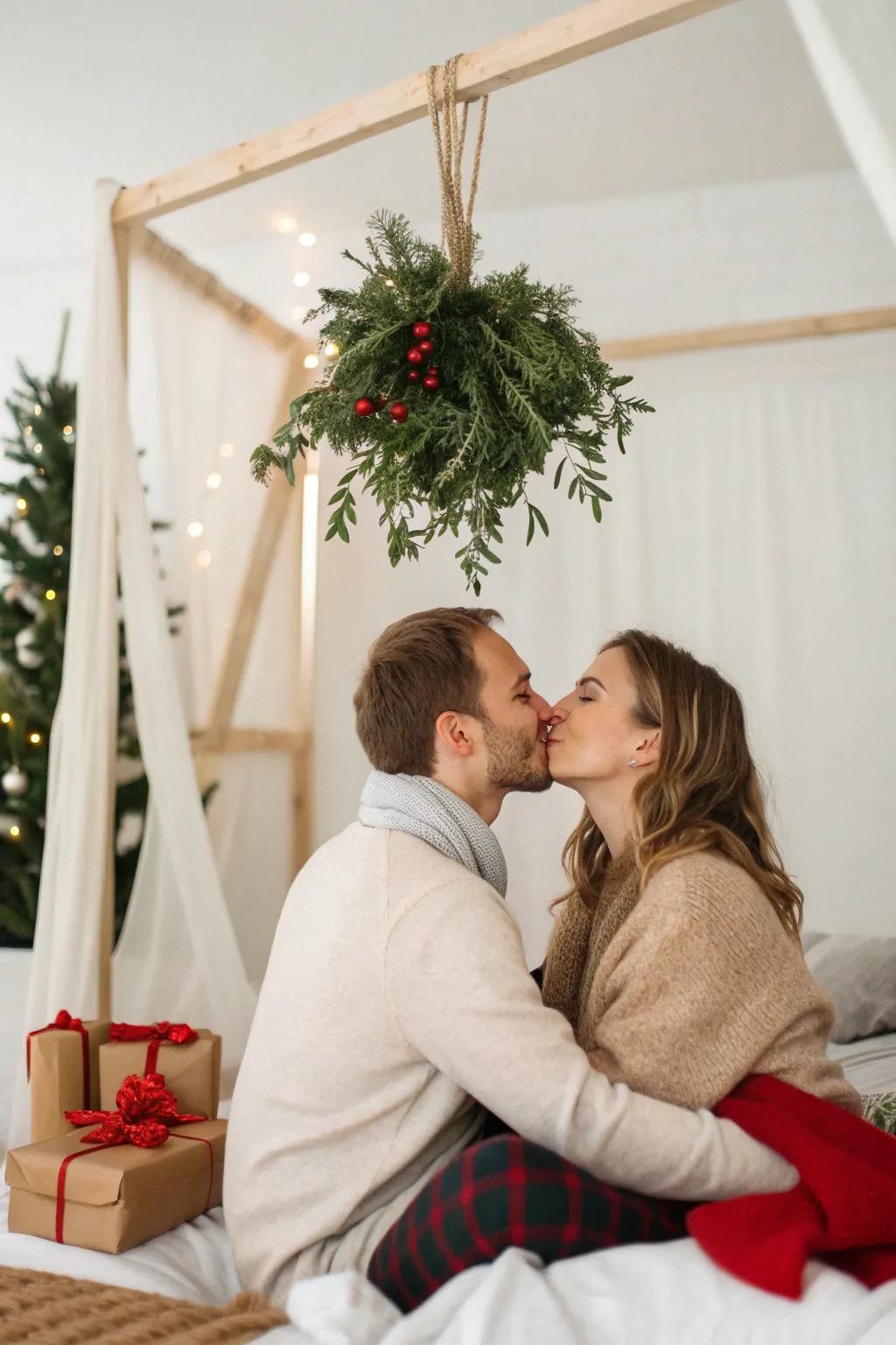 Capture the magic of the season with a romantic mistletoe moment.