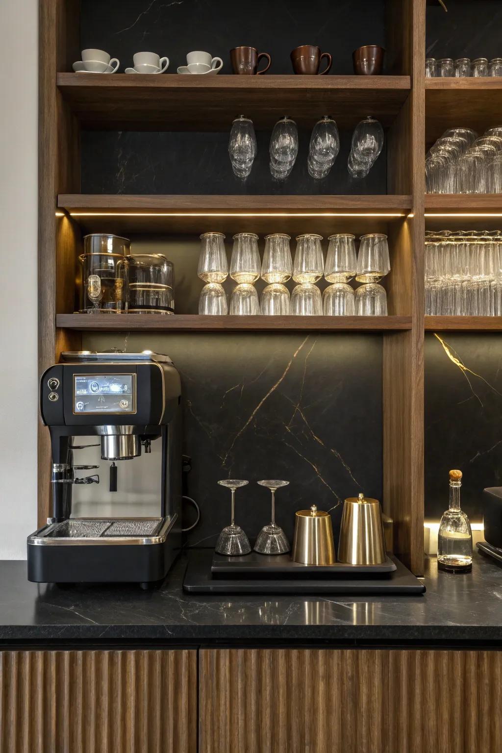 Opt for sophistication with a matte black backsplash that's sleek and stylish.