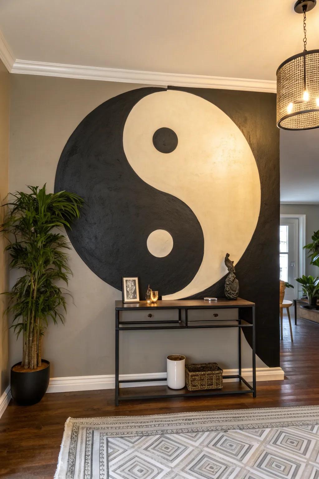 Turn a plain wall into a work of art with a yin yang accent design that elevates your decor.