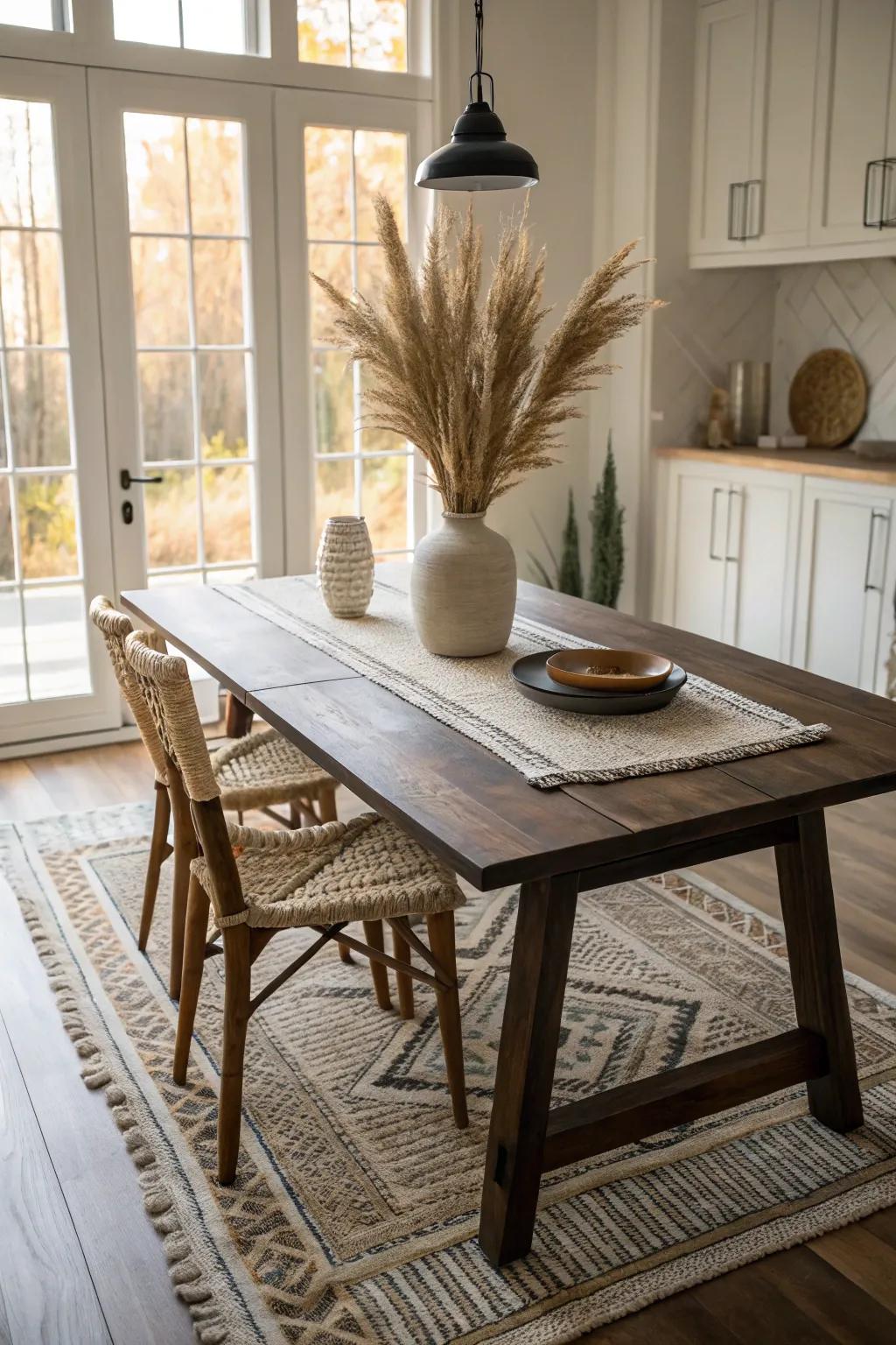 Add layers of texture and style with creatively layered rugs.