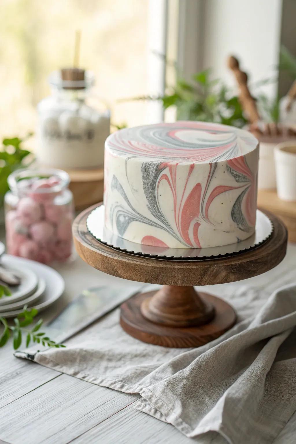 Mesmerize with a marble cake that swirls elegance into every bite.