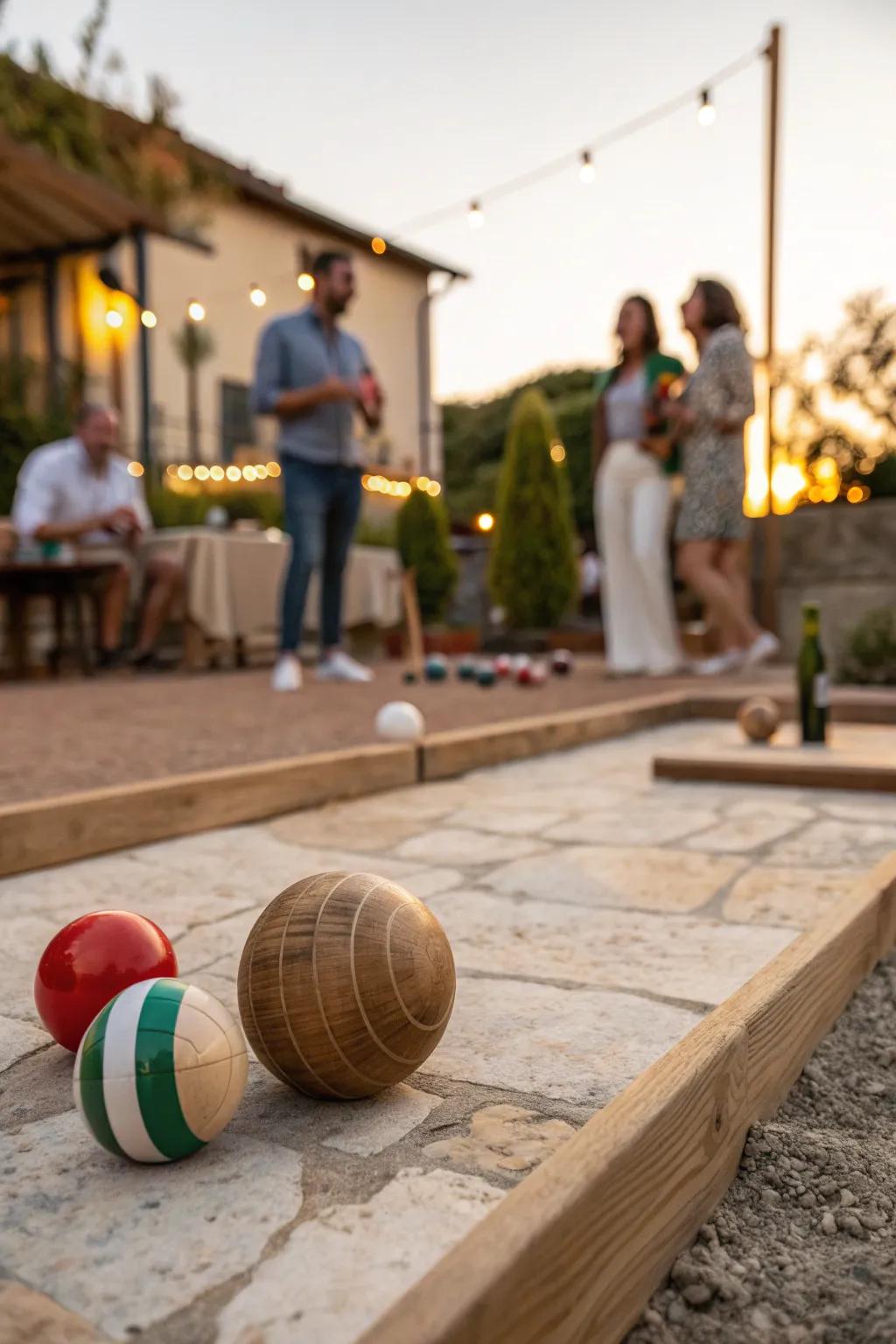 Get the ball rolling with a game of bocce, where fun and friendly competition meet under the sun.