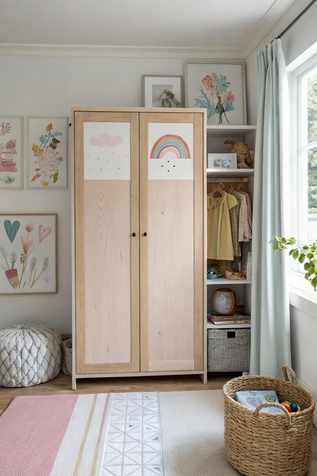 Let your little artist's masterpieces shine right on the closet doors.