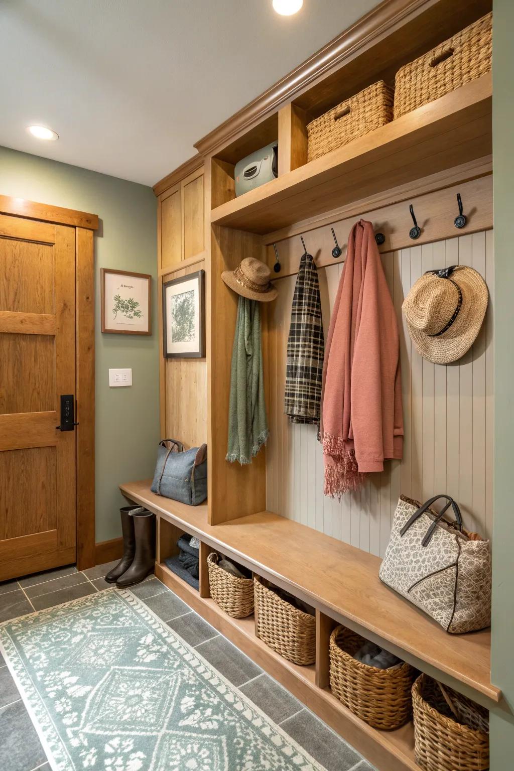 Maximize your mudroom's storage potential with a versatile peg rail.