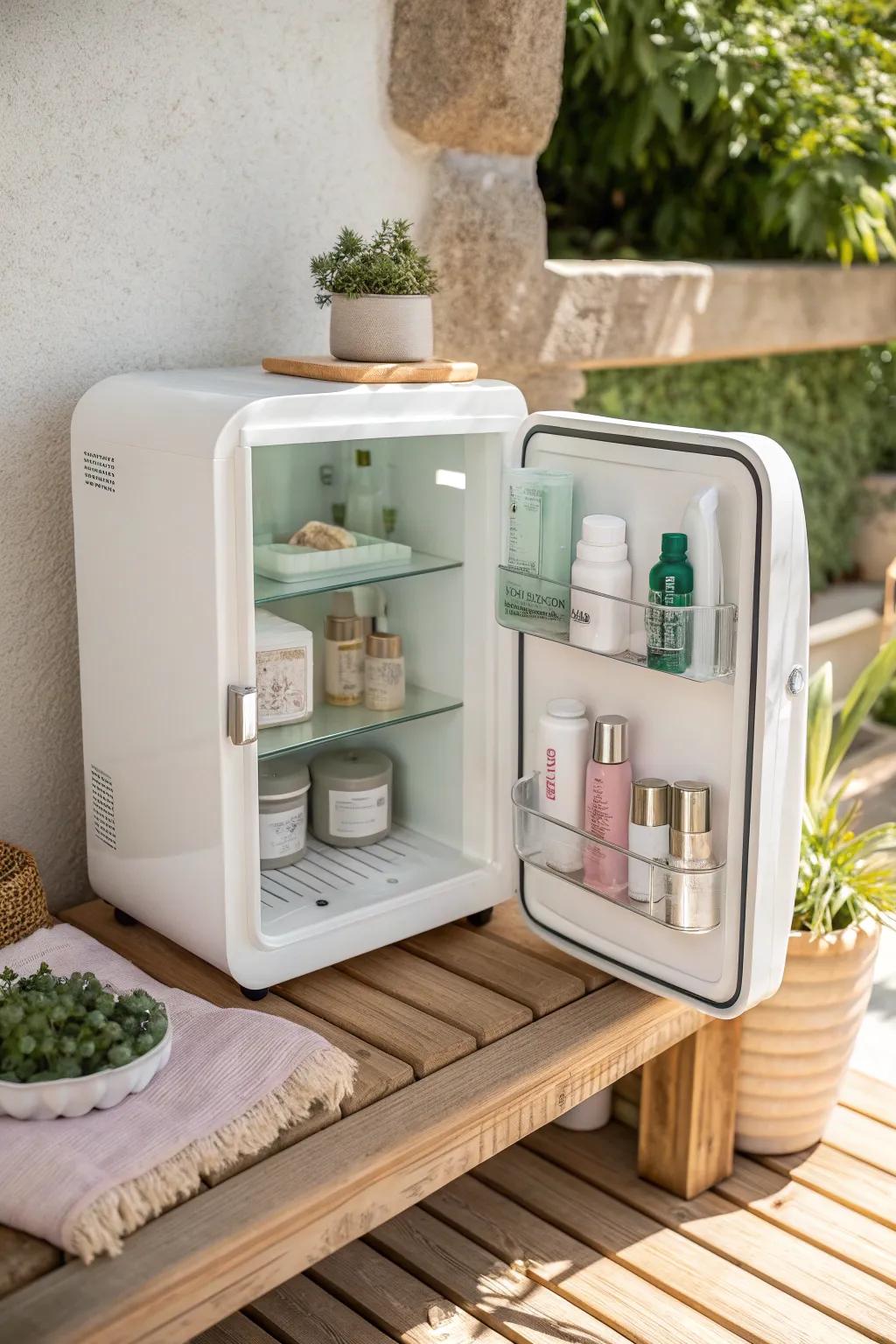 Keep your skincare cool and fresh with a mini fridge.