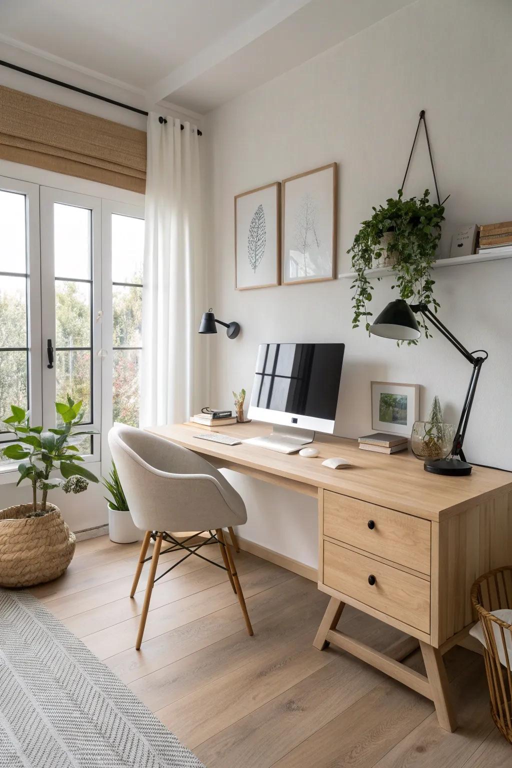 Achieve a minimalist aesthetic with a floating desk that exudes elegance.