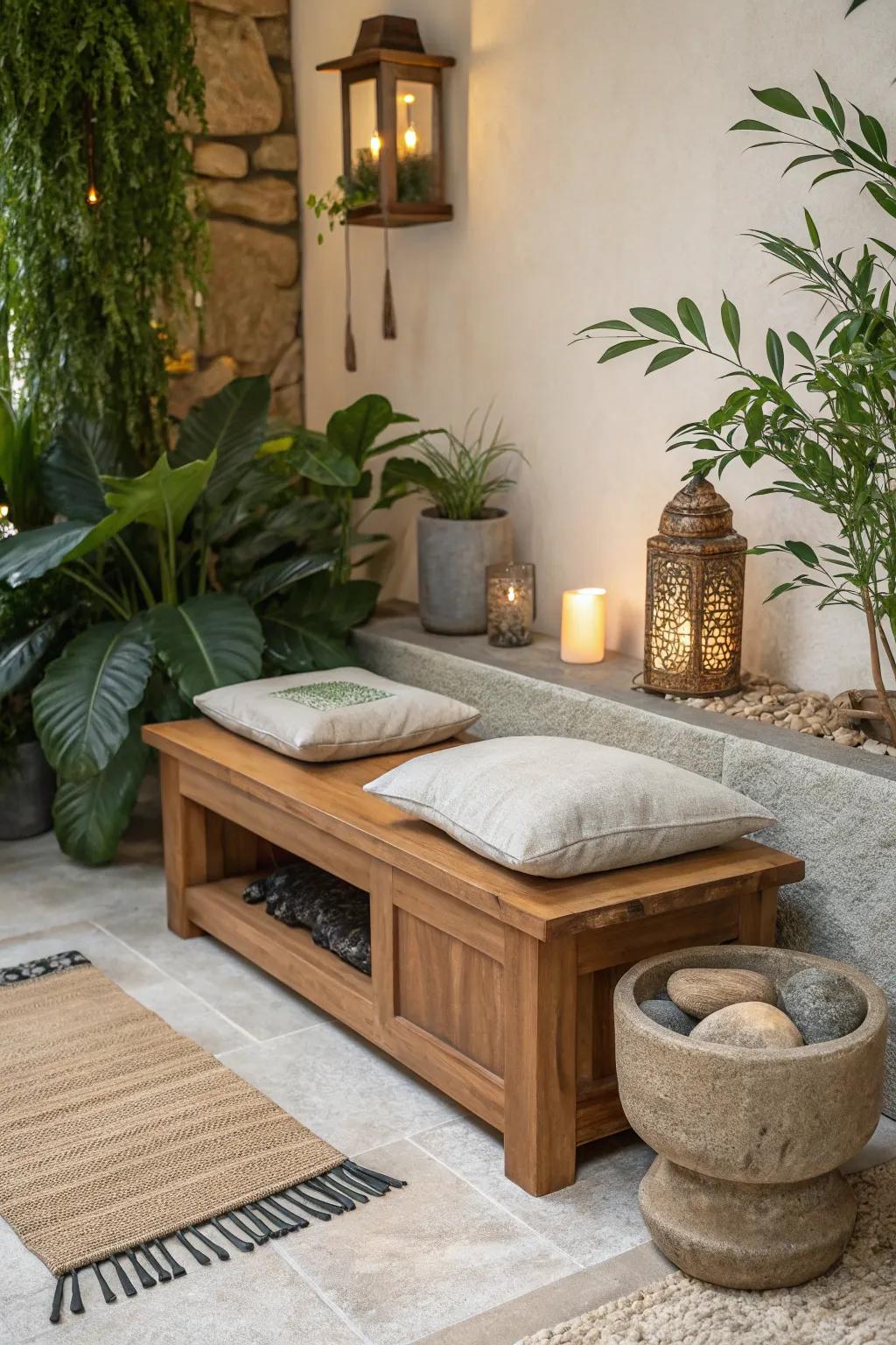 Ground your space with the beauty of natural materials in your zen corner.
