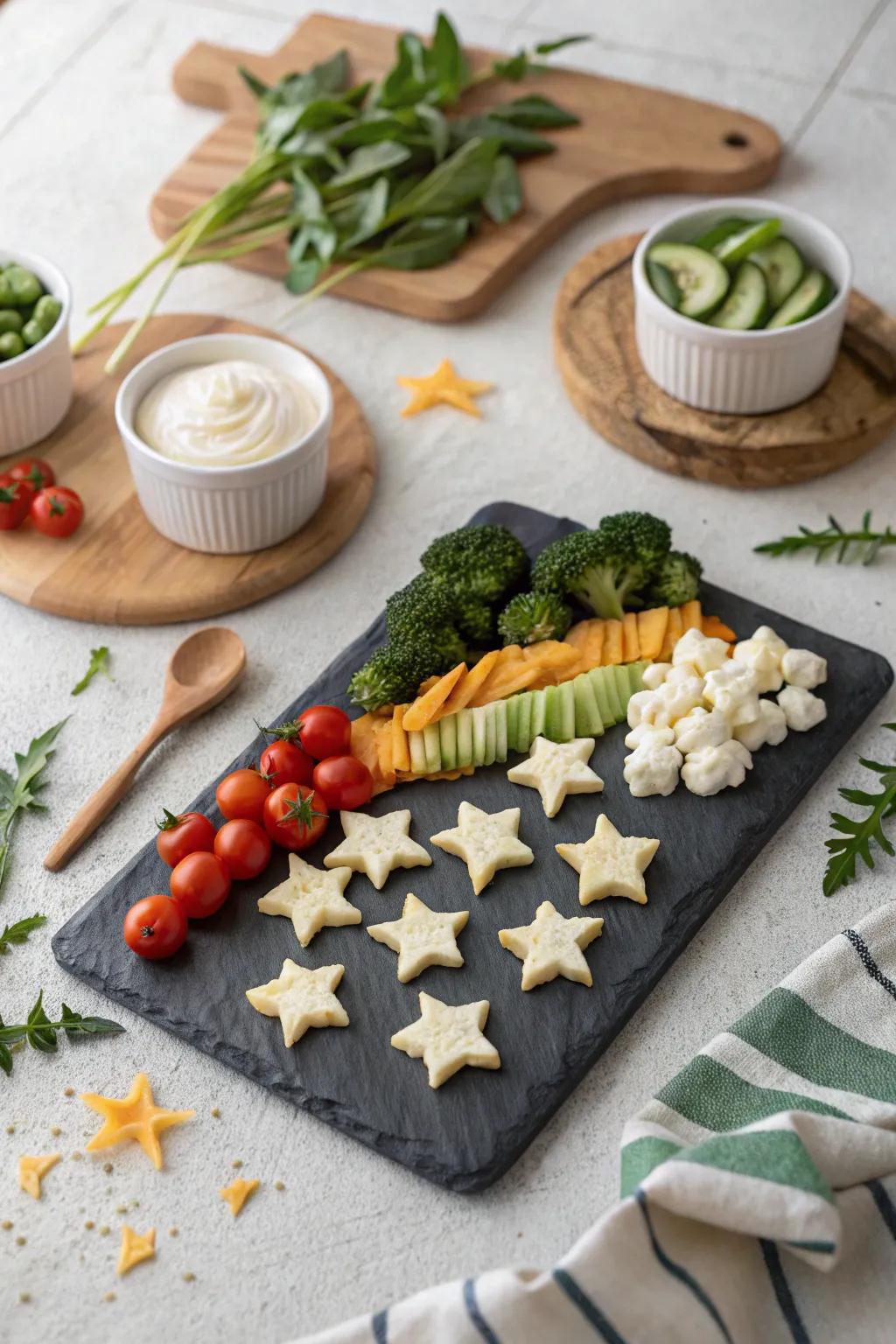 Get starry-eyed with this creative and delicious veggie constellation. 🌟 #VeggieCreativity #StarryNight