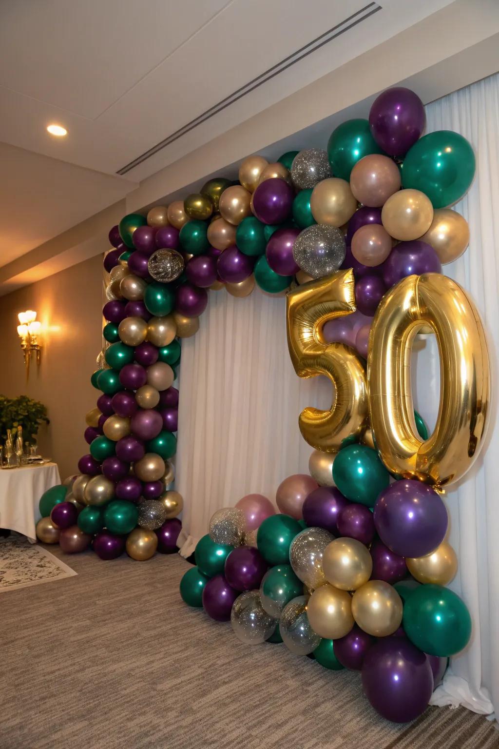 Make your party photos pop with a stunning balloon wall backdrop.
