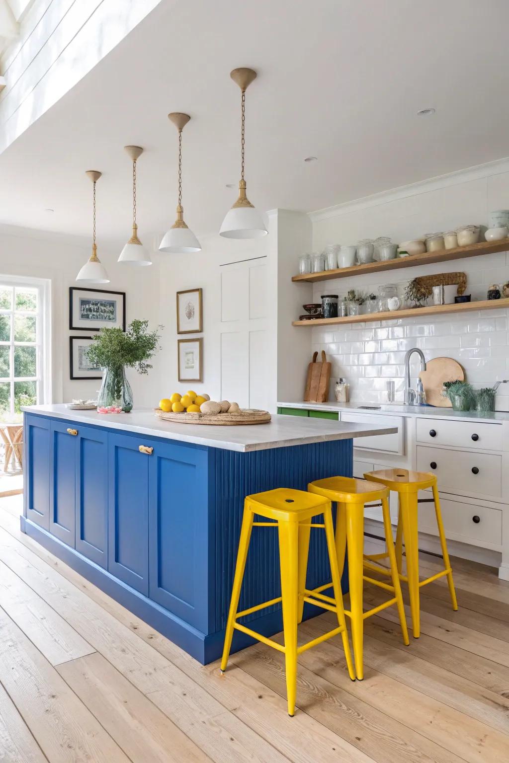 Brighten your kitchen with the lively combination of cobalt and lemon.