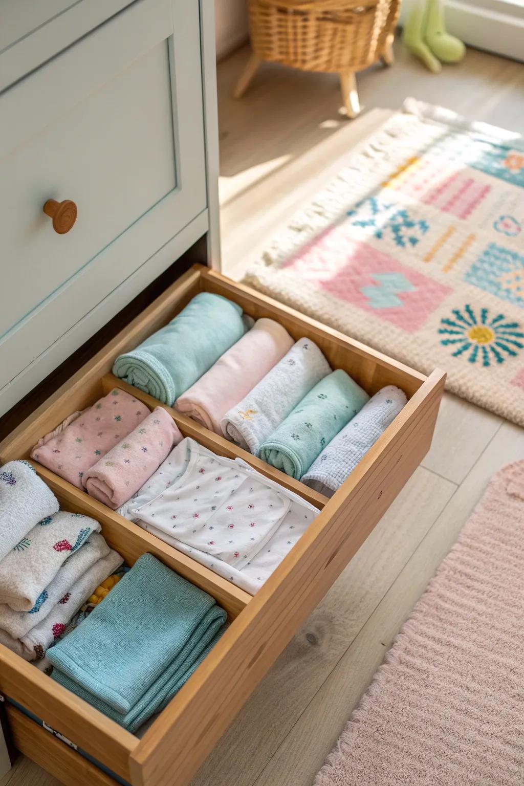 File-folding clothes makes room for more while keeping things tidy.