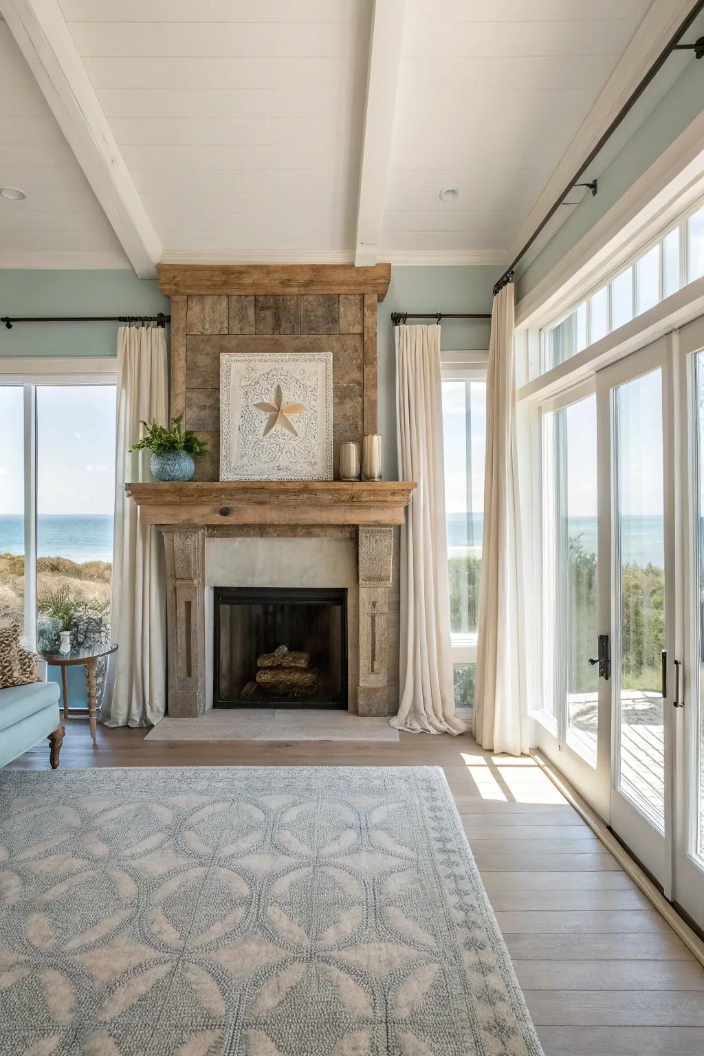 Natural light creates an open, breezy atmosphere that feels effortlessly coastal.