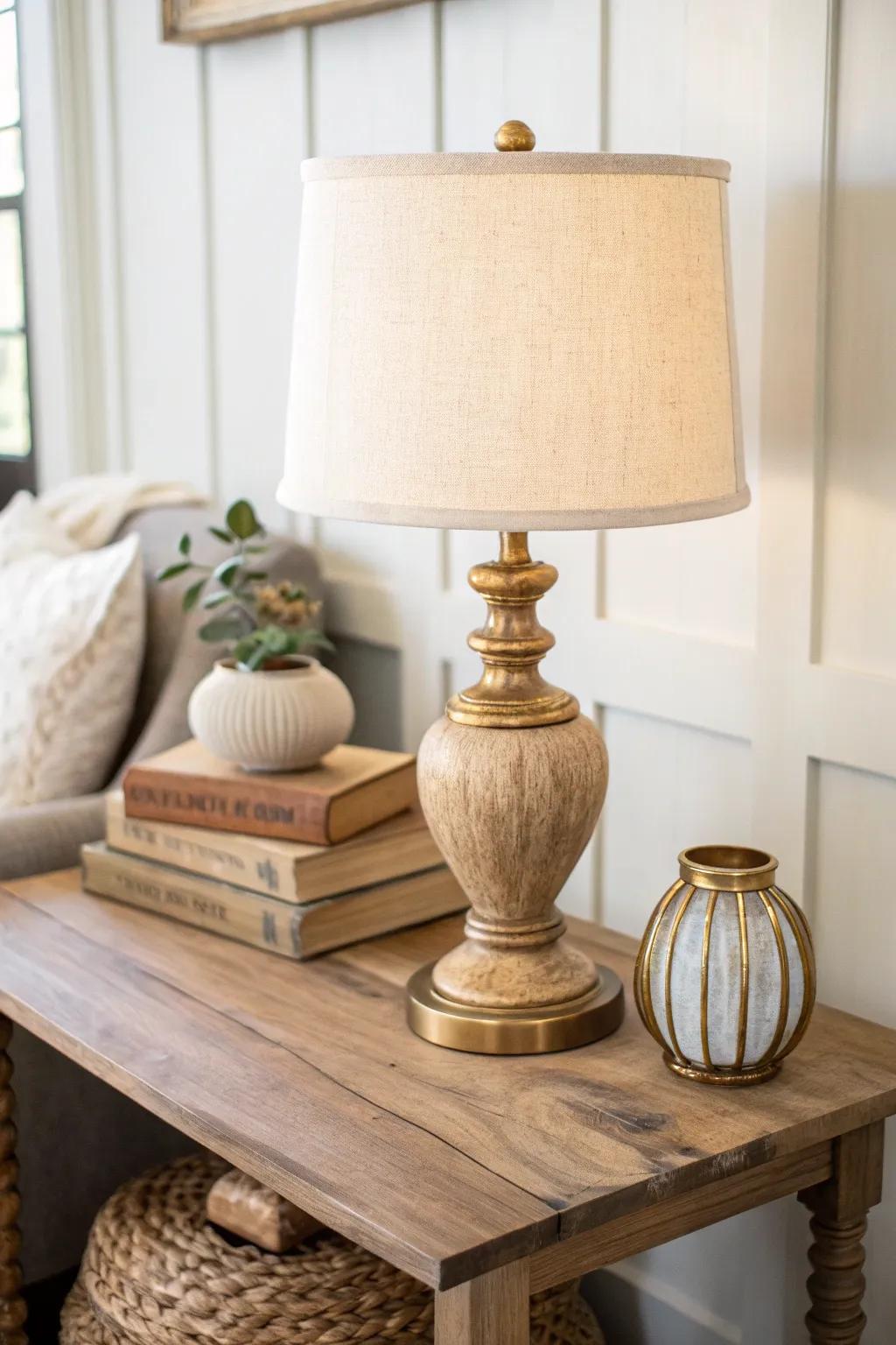 Make a statement with a vintage lamp that adds both light and character to your decor.