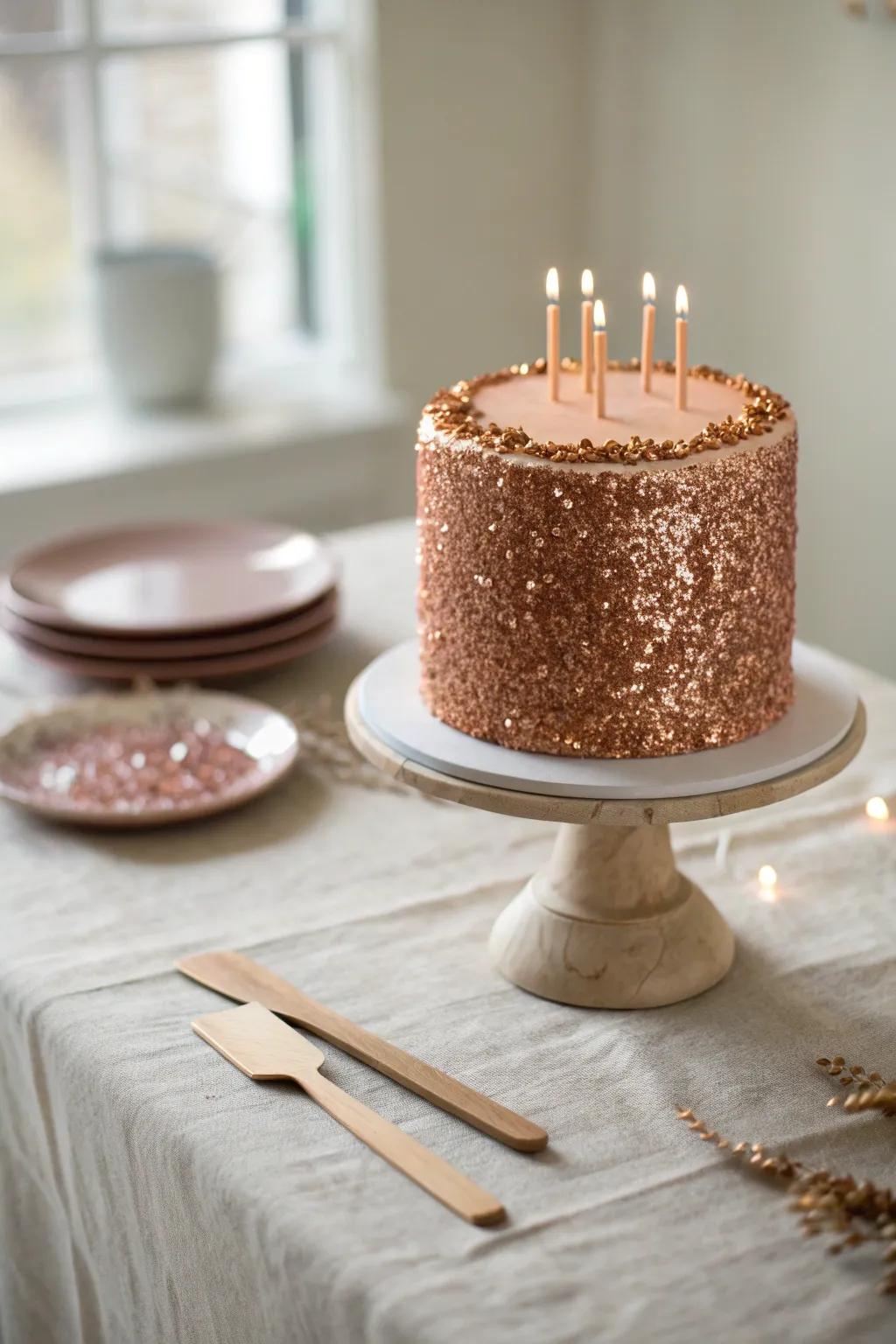 Dazzle your guests with a cake that's shimmering with edible sequins.