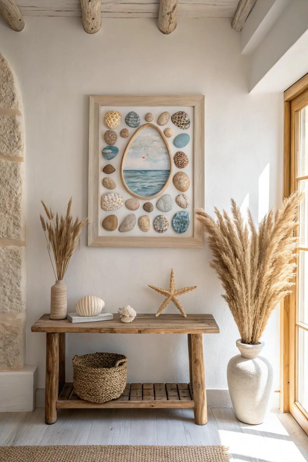 Celebrate the beauty of nature with frames that incorporate elements like seashells and stones.
