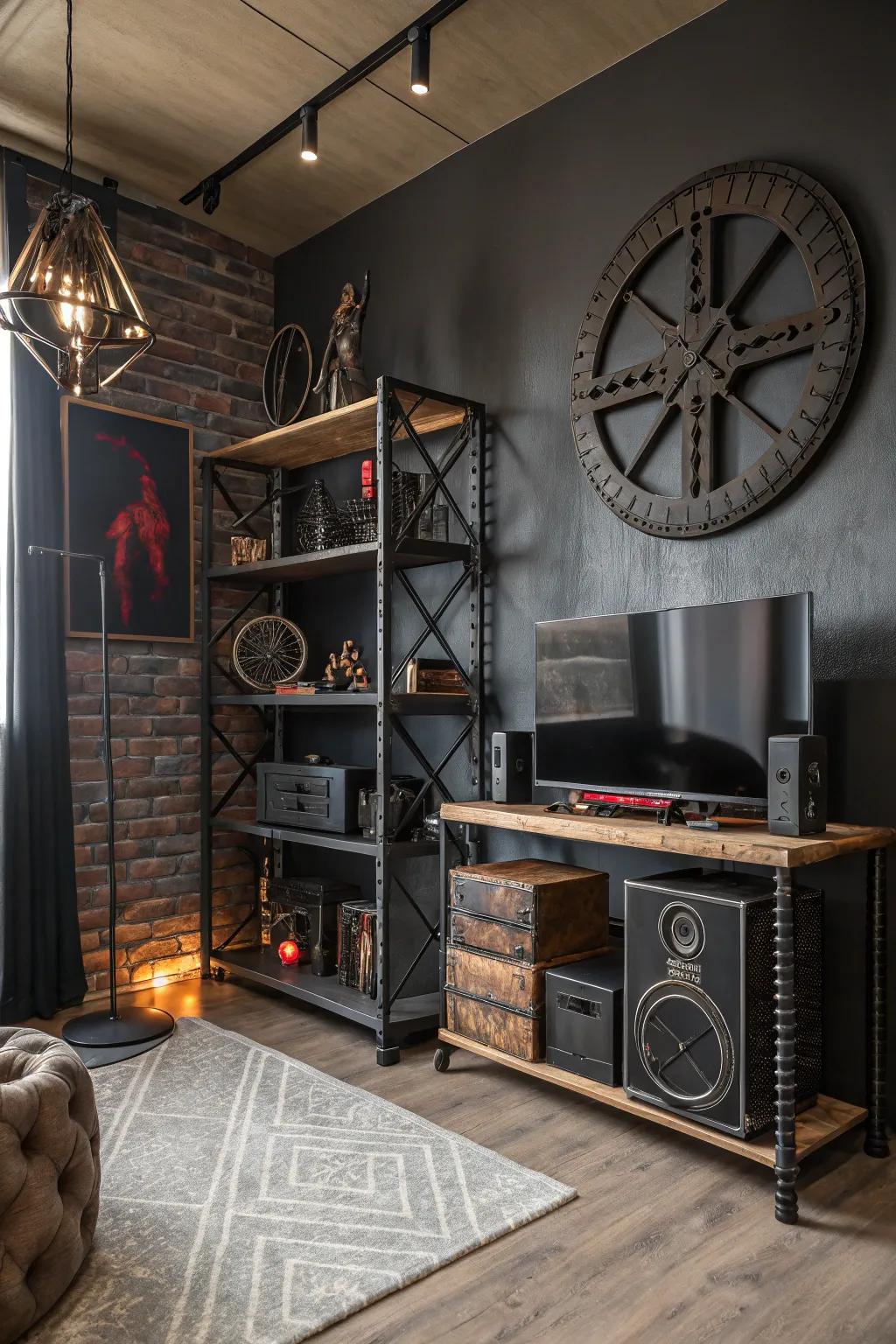 Add an industrial edge to your gaming space for a stylish, modern look.