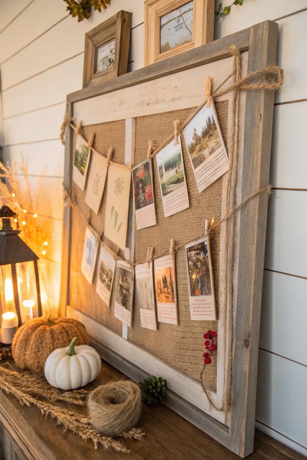 Embrace rustic charm with a farmhouse-inspired bulletin board. 🏡 #FarmhouseStyle #CozyDecor