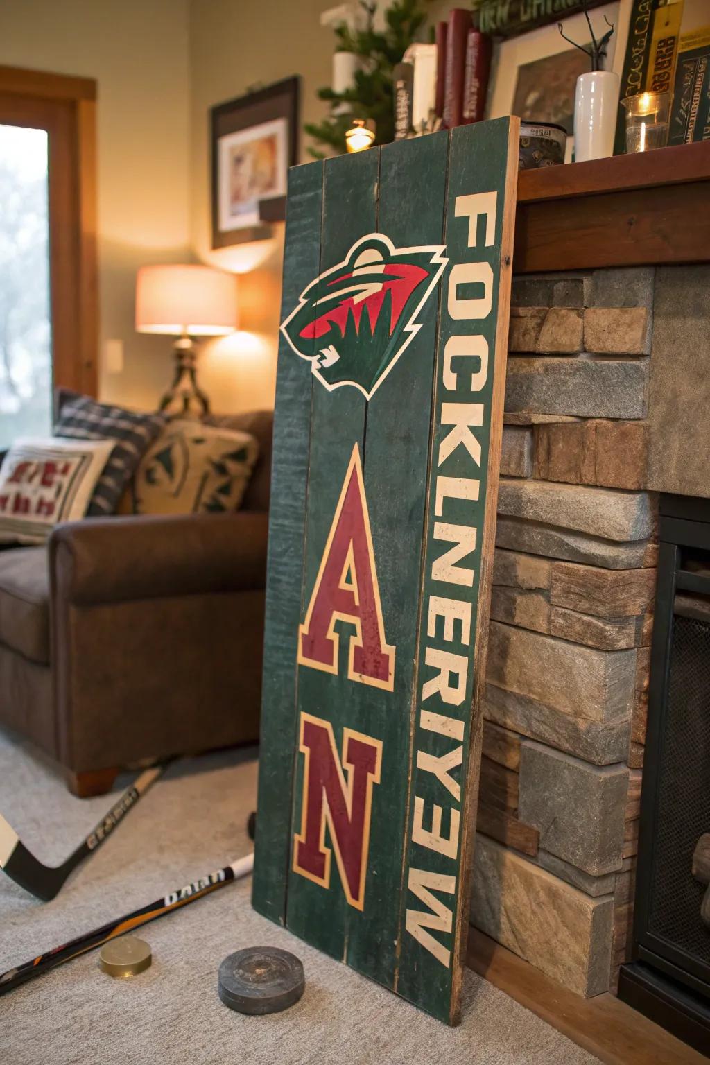 Blend style and sustainability with a hockey sign crafted from eco-friendly materials.