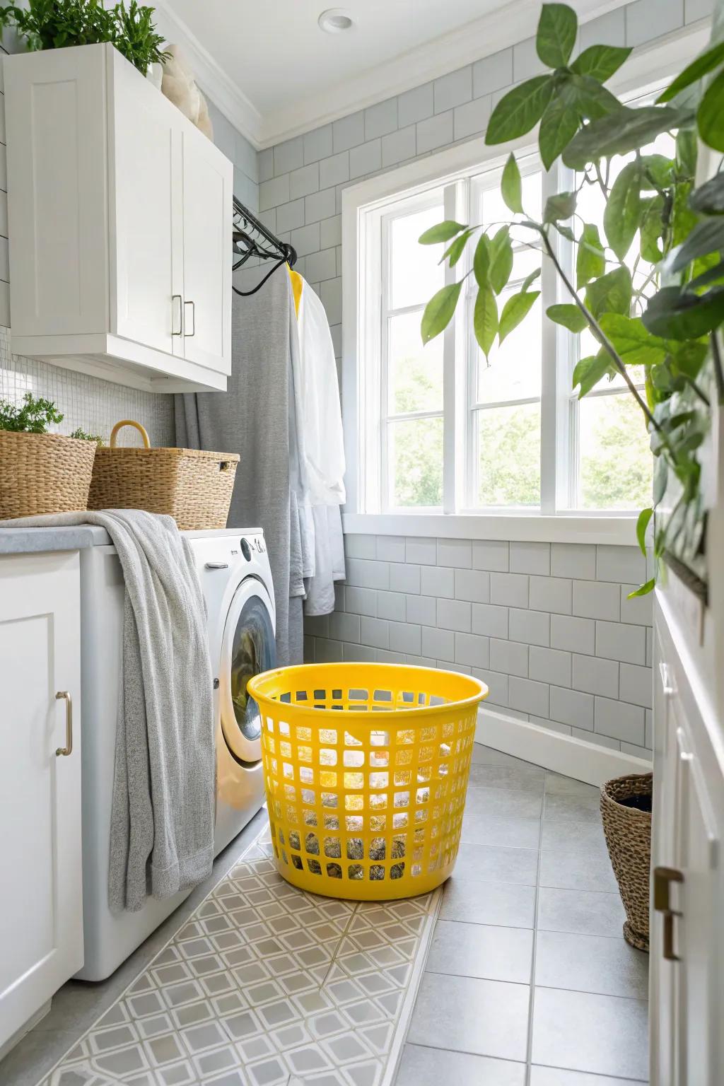 Infuse your laundry room with sunshine and cheer through vibrant yellow accents.