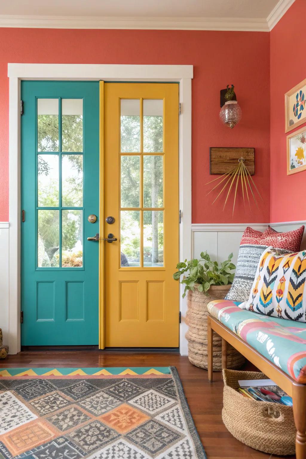 Create a one-of-a-kind look by mixing and matching door styles for unique charm.