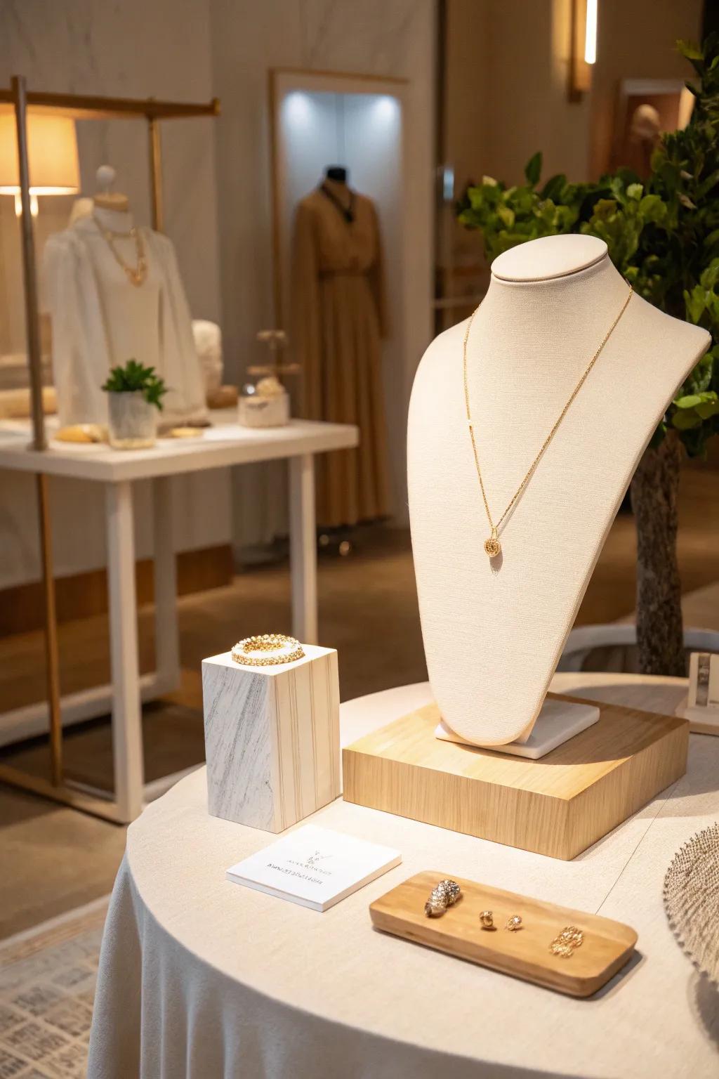 Less is more with minimalist displays that highlight the essentials.