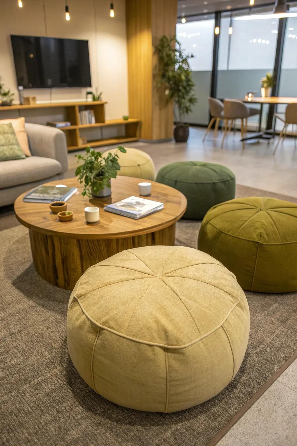 Floor cushions bring a casual, collaborative vibe to your office space. 🎨 #FloorCushions #CasualSeating #CollaborativeSpace