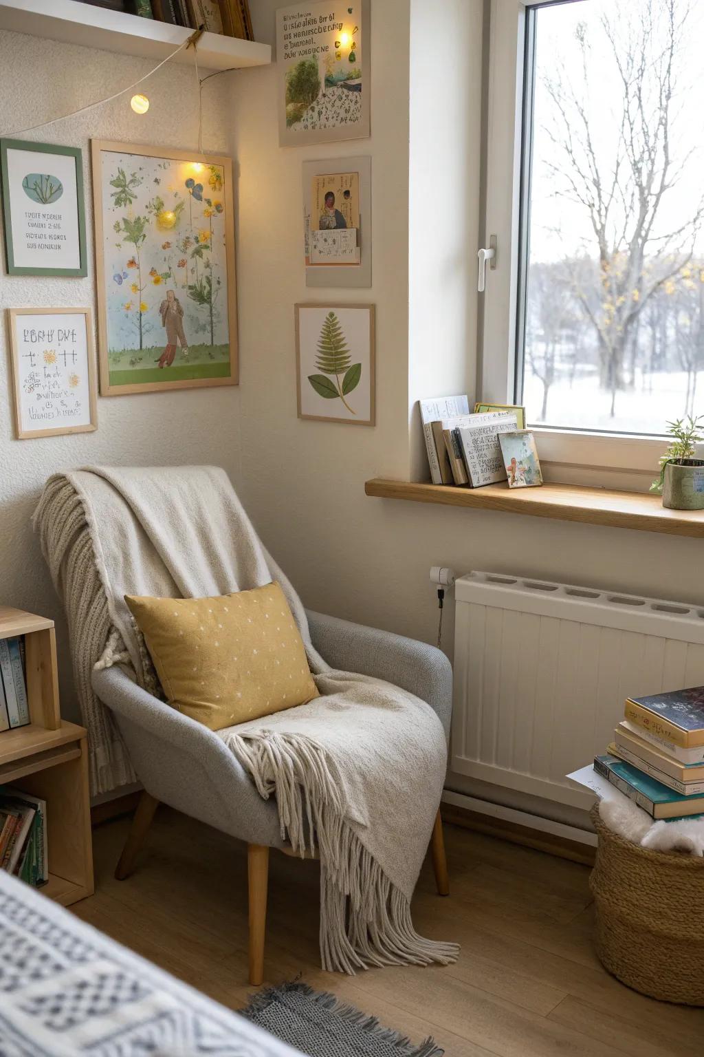 Art and decals bring character to your reading corner.
