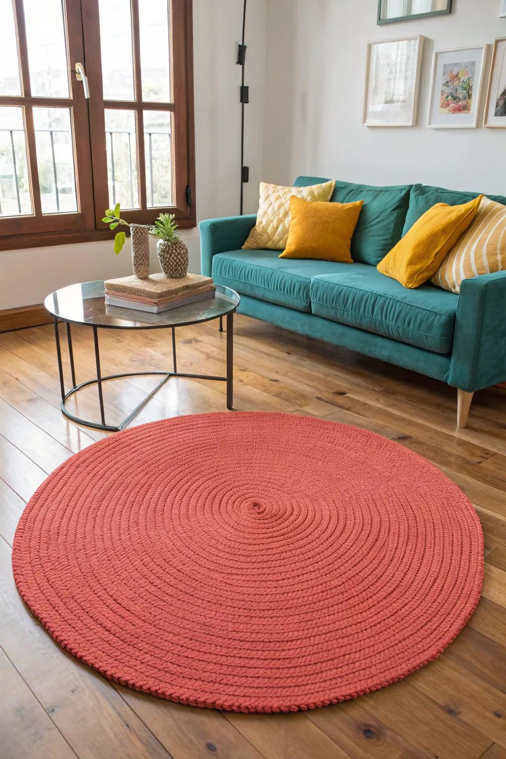 Embrace the beauty of simplicity with a minimalist round rug.